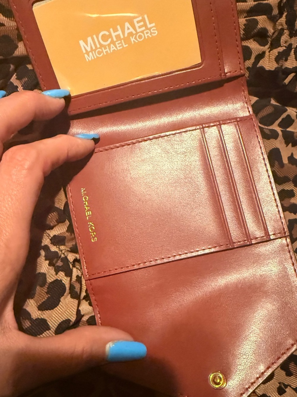 Michael Kors Quilted burgendy Envelope Wallet with Gold Hardware Authentic - Picture 2 of 14